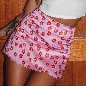 Princess Polly Pink and Red Floral Mini Skirt